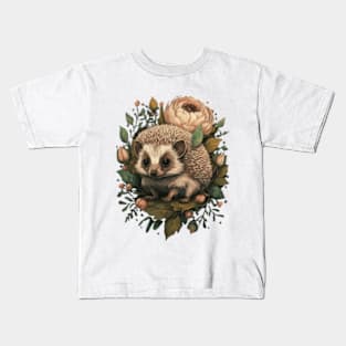 Cute floral hedgehog gift ideas, hedgehog kids tees ,hedgehog stickers gifts Kids T-Shirt